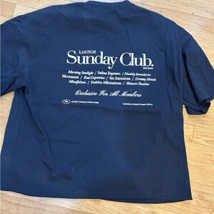 Lounge Boxy Sunday Club Short Sleeve Tee - Navy with White Print